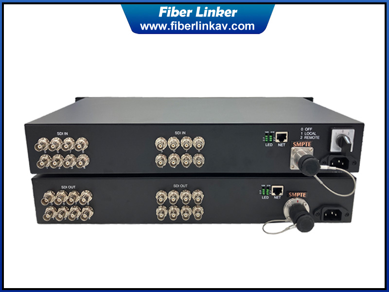 Remote Power SMPTE LEMO HD-SDI Fiber Extender with Gigabit Ethernet Network