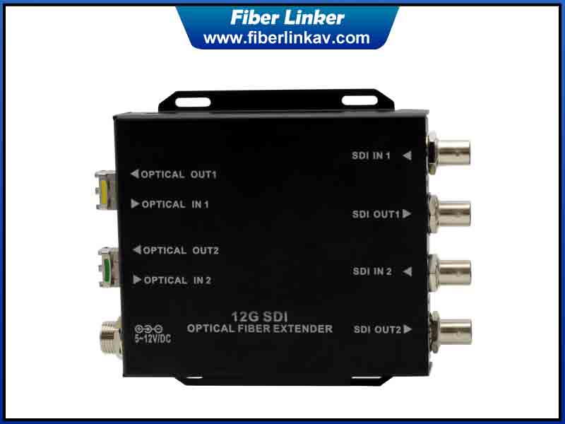 2-ch Bidirectional 12G-SDI Fiber Extender and Converter with 4 core optic cables  