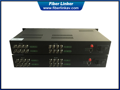 8-ch Bidirectional HD-SDI Fiber Optic Extender with Gigabit Ethernet 