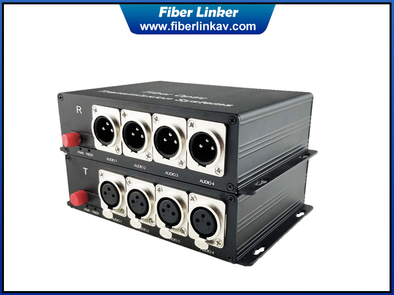 4-ch Broadcast Audio Fiber Converter with Analog XLR Interface