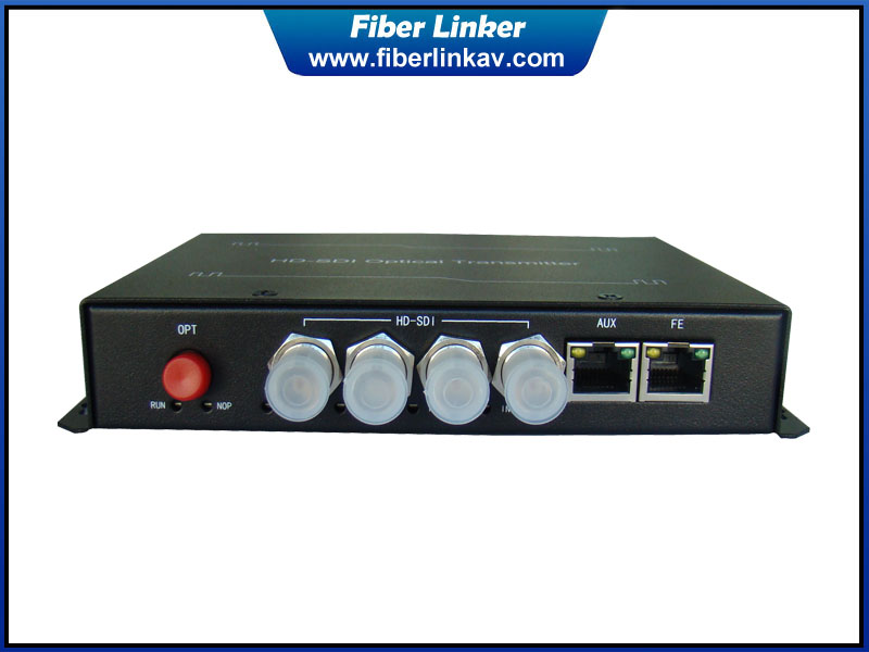 4-ch HD-SDI Fiber Converter with Ethernet and Data 