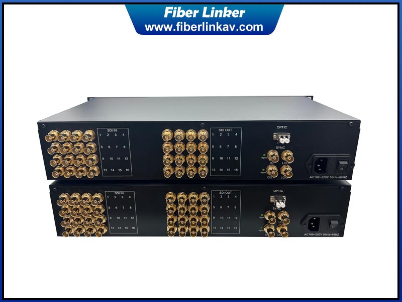 16 Bidirectional SDI Fiber Optic Extender with Genlock SYNC